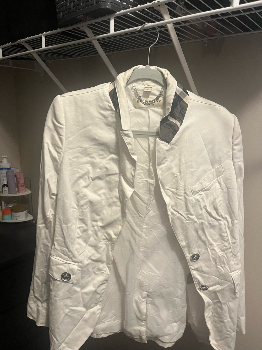 White Blazer with Patterned Collar